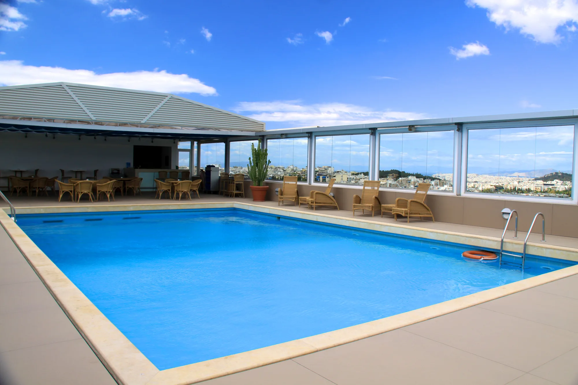 Rooftop pool area ready for a compliance check